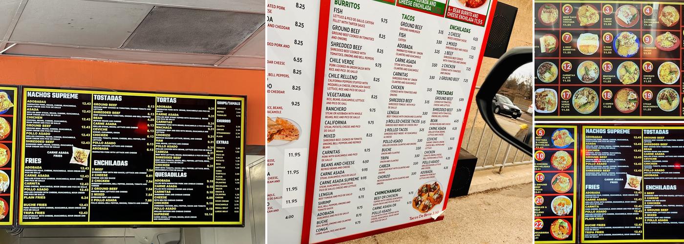 Tacos Del Gordo Menu