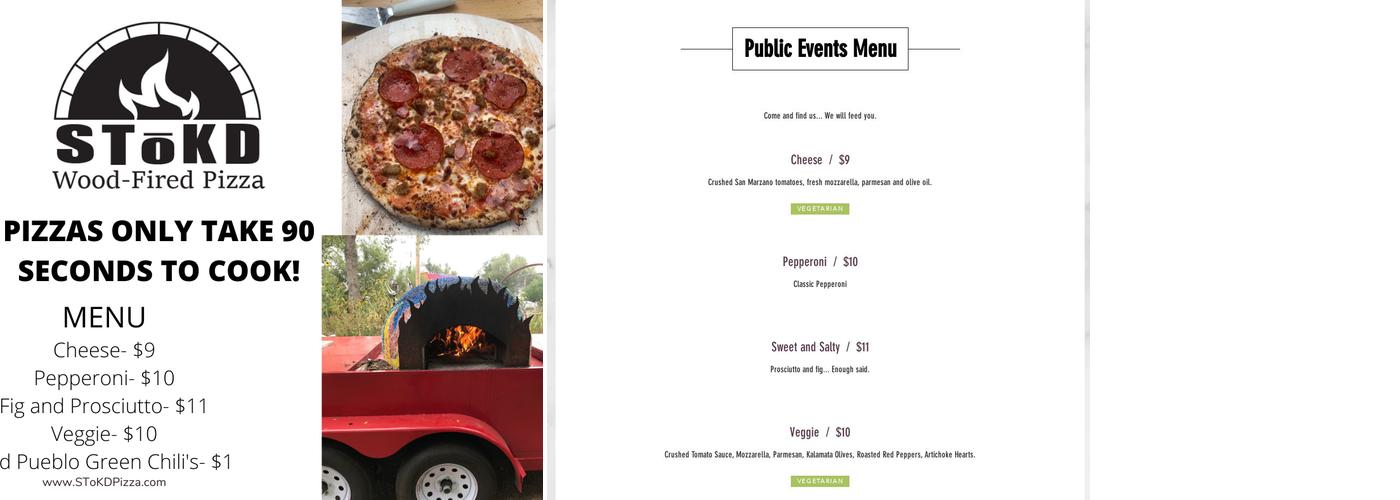 Stoke Pizza Menu