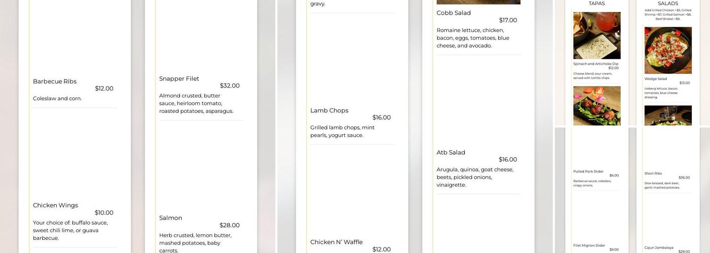 American Tapas Bar Menu