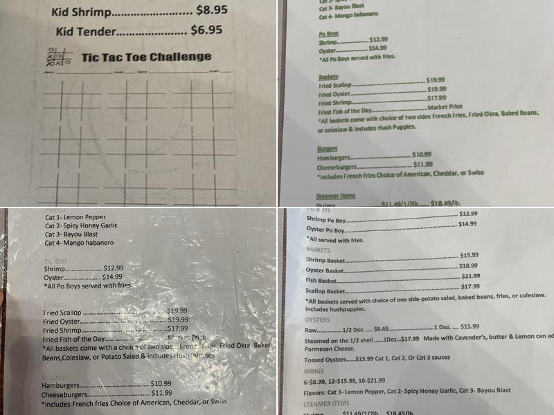 Cat 5 Raw Bar & Grill Menu