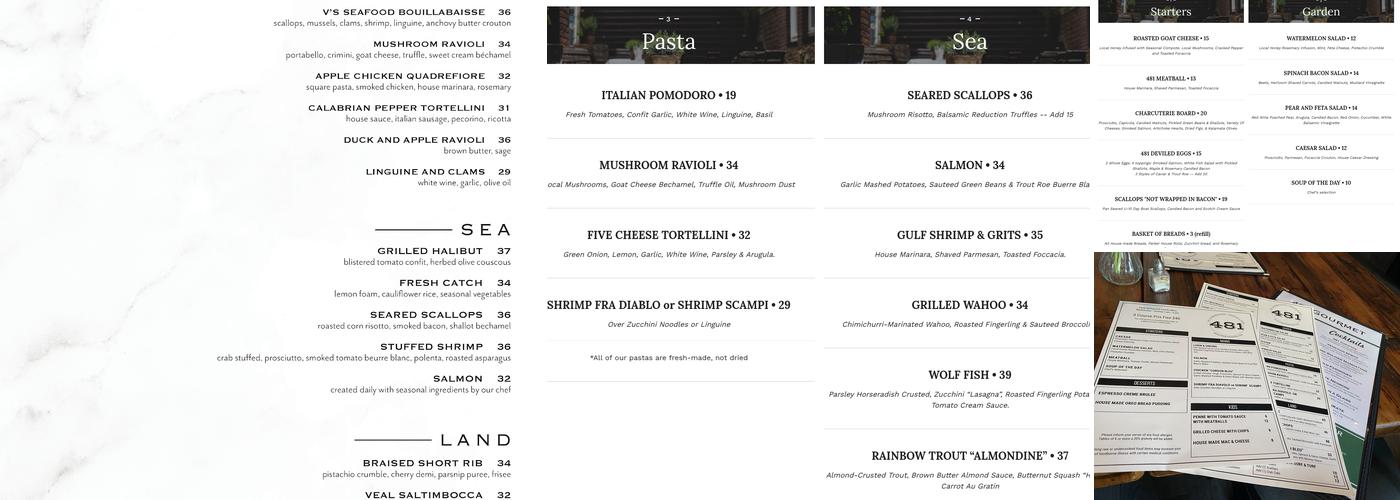 481 Gourmet Menu