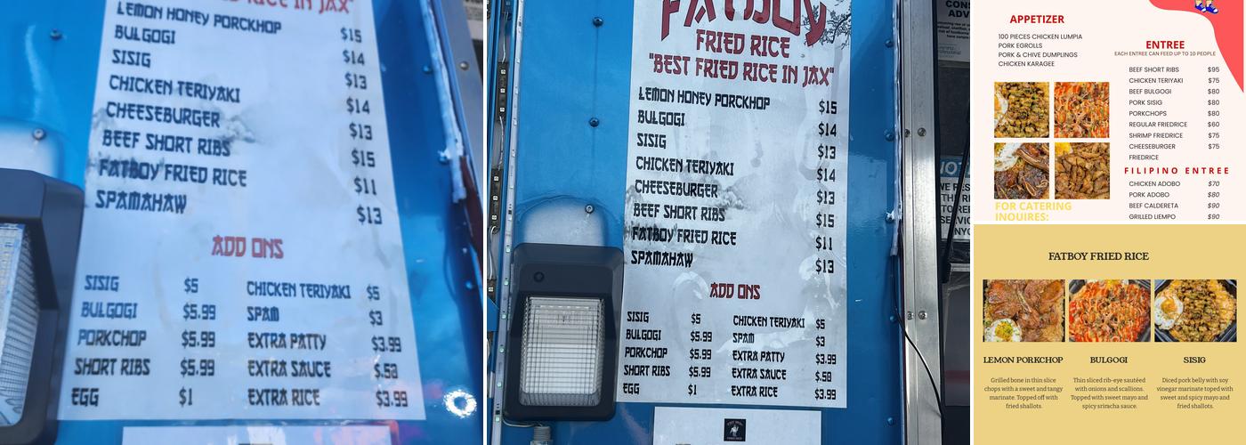 Fat Boy Fried Rice Menu