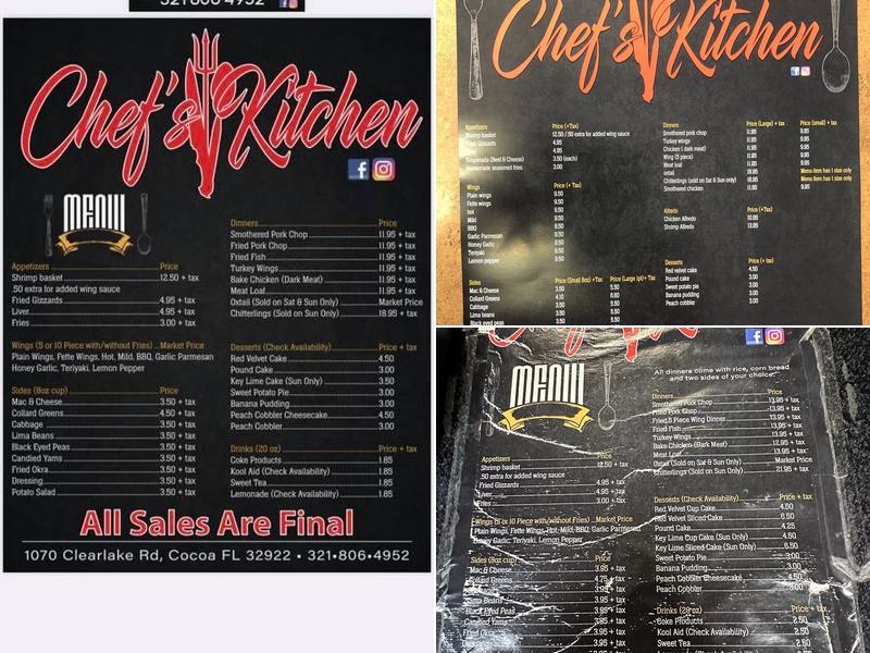 Chef's Kitchen Menu
