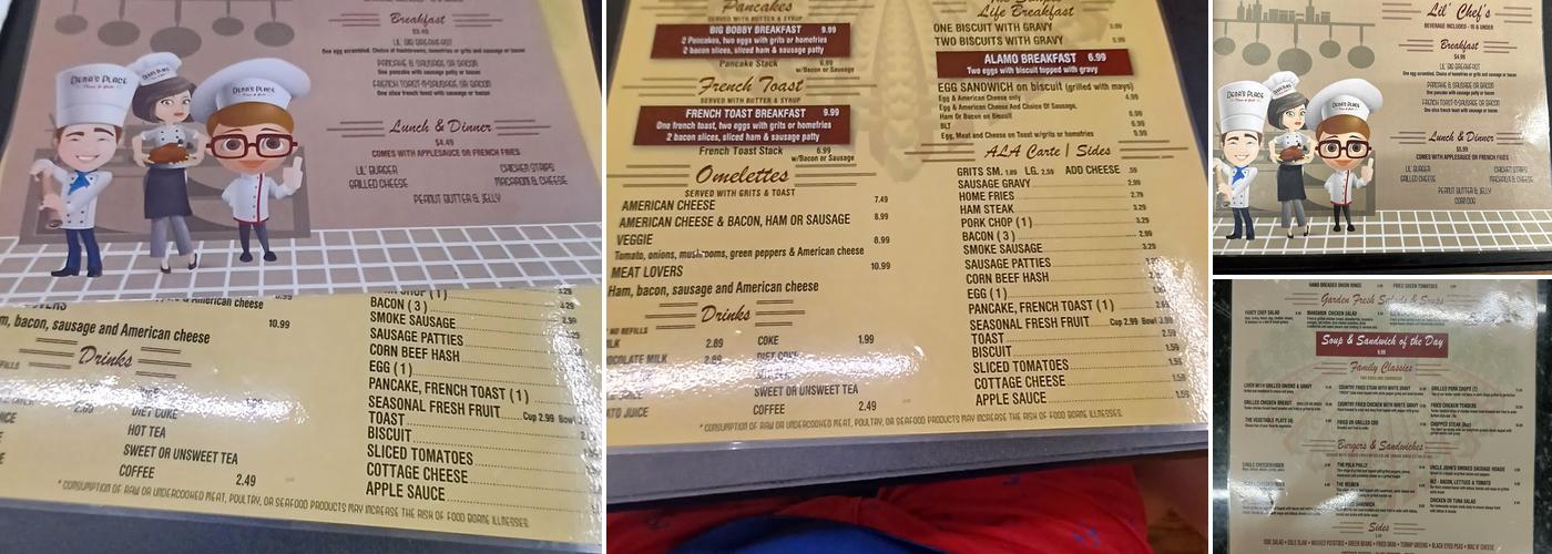 Dena's Place Menu