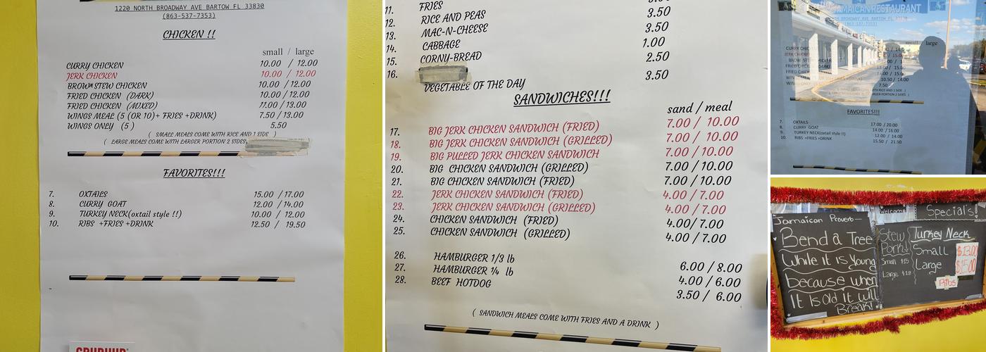 B&G Prestige Jamaican Restaurant Menu