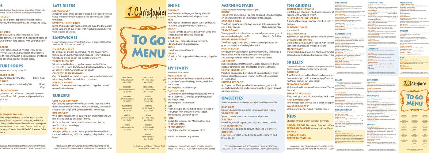 J. Christopher's Menu