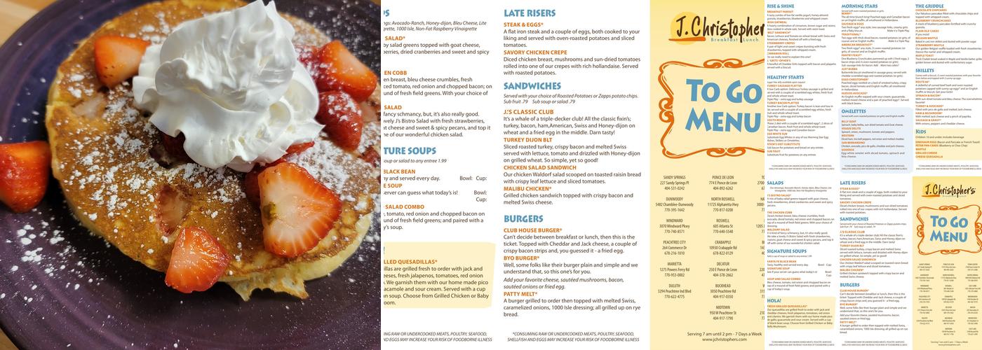 J. Christopher's Menu