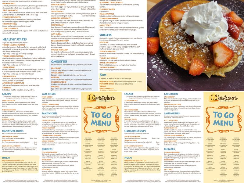 J. Christopher's Menu