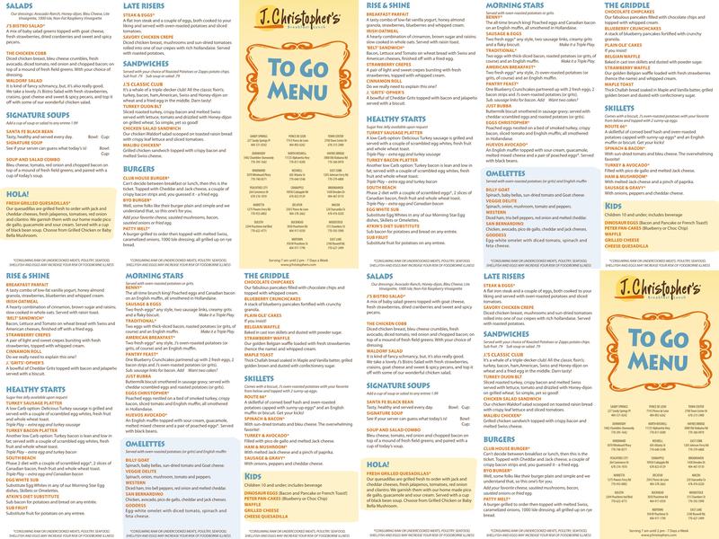 J. Christopher's Menu