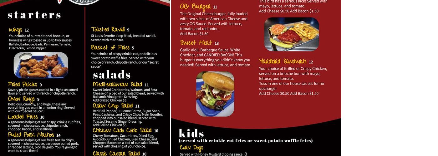 Next Up Sports Bar & Grill Menu