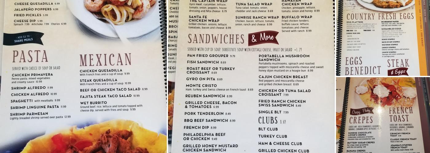 Sunrise House of Pancakes Menu