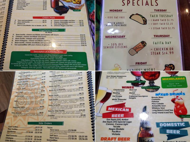 El Rancho Viejo Mishawaka Menu