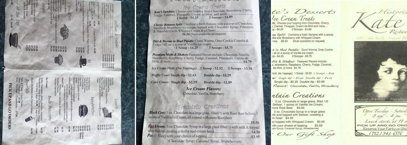 Kate's Menu