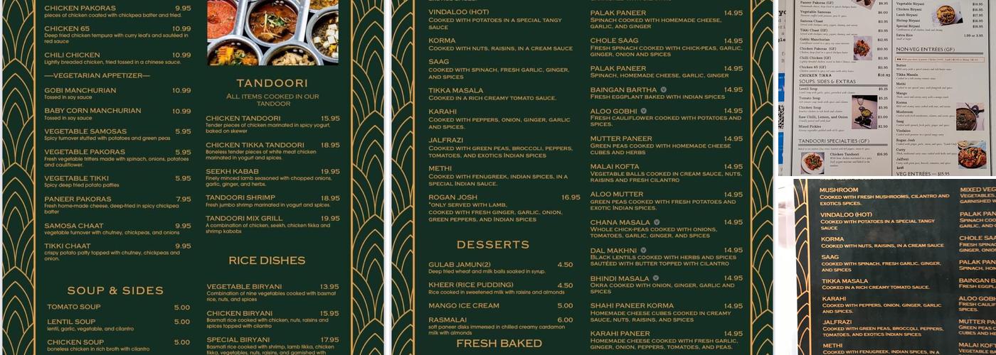 Indian Bistro Menu