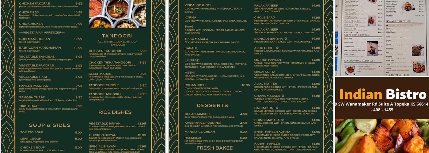 Indian Bistro Menu