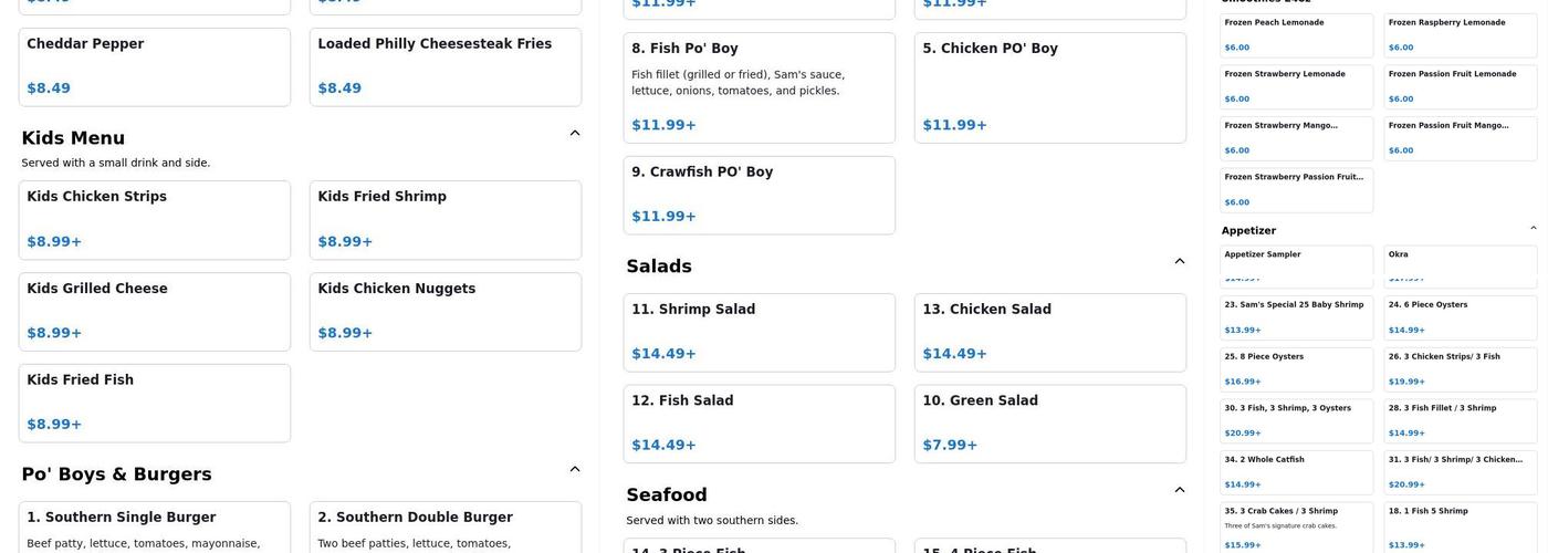 Sam's Southern Eatery Hutchinson Menu