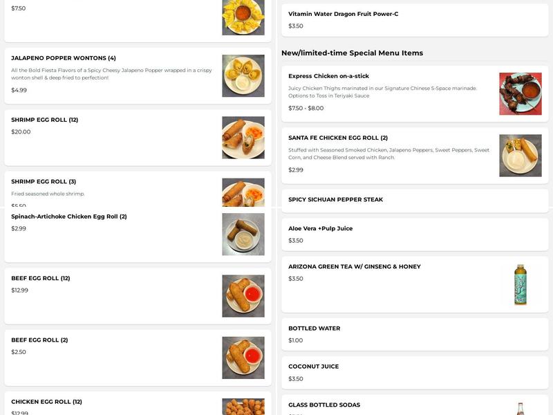 Eggroll Express Menu