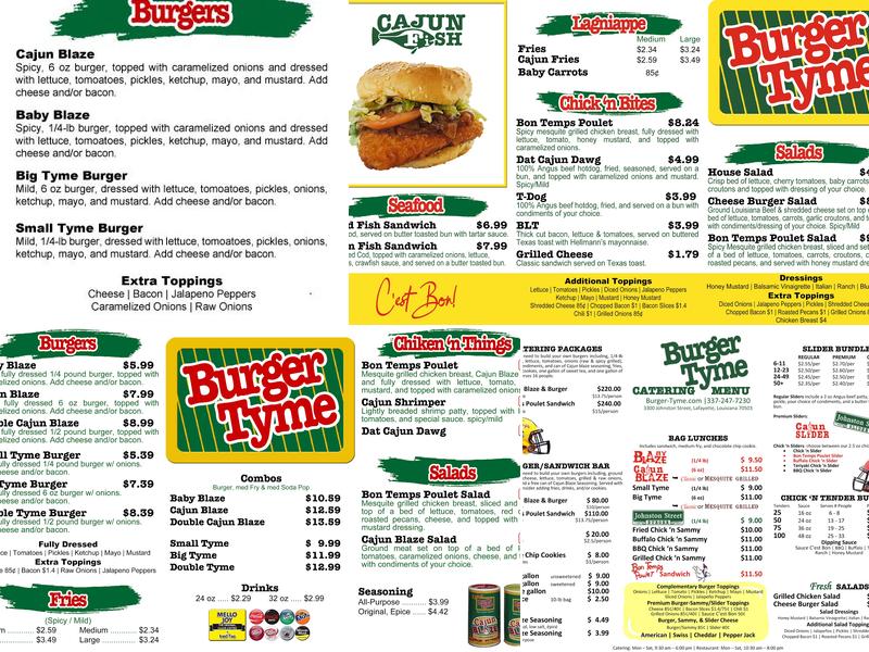 Burger Tyme Menu