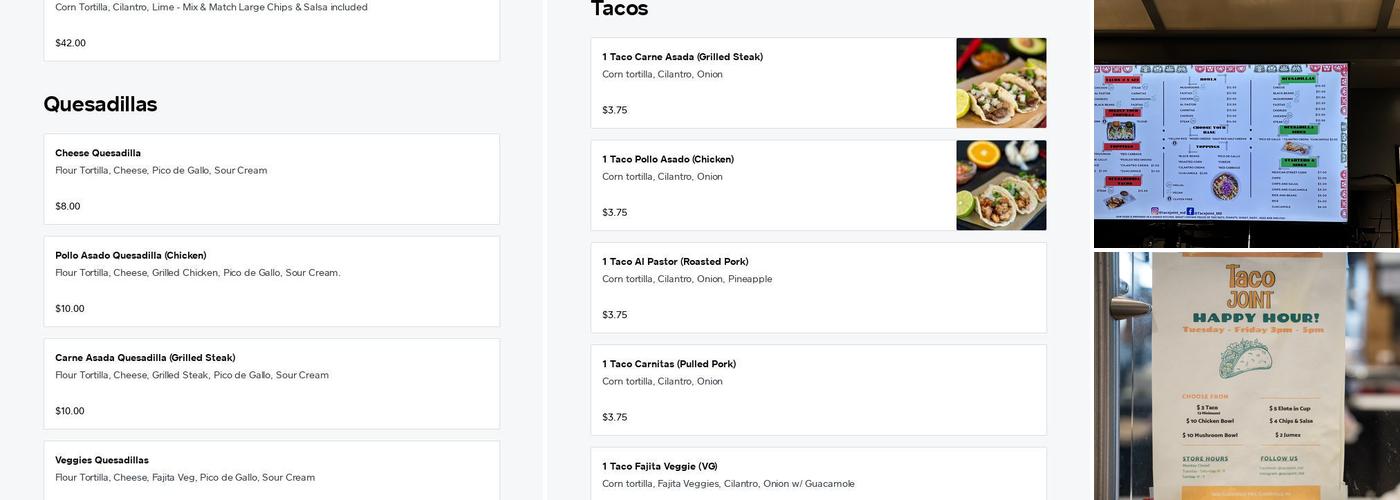 Taco Joint Menu