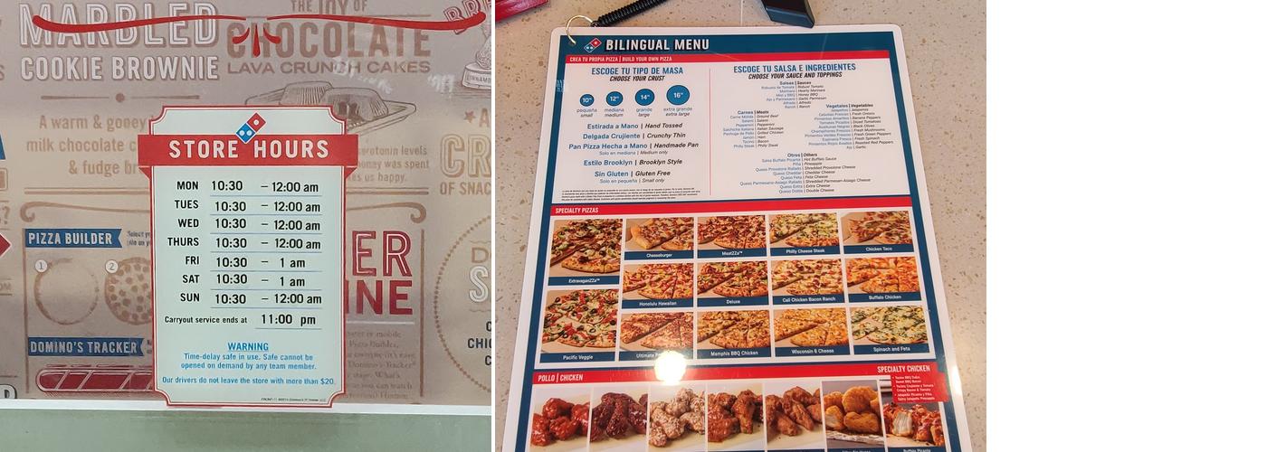 Domino's Pizza Menu
