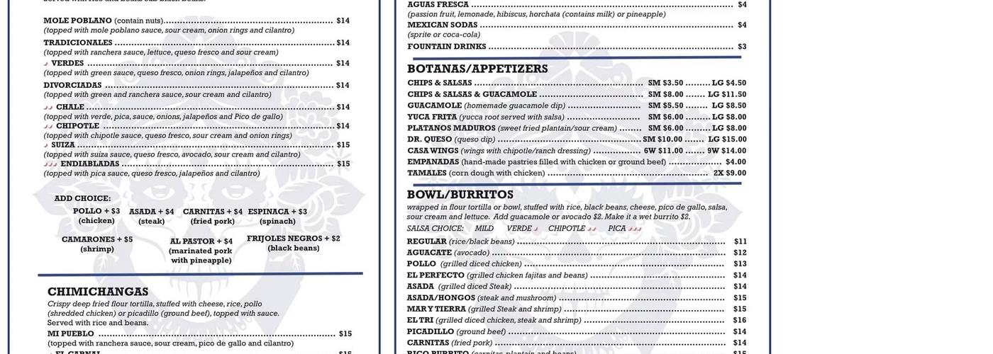 POSADA GRILL Menu