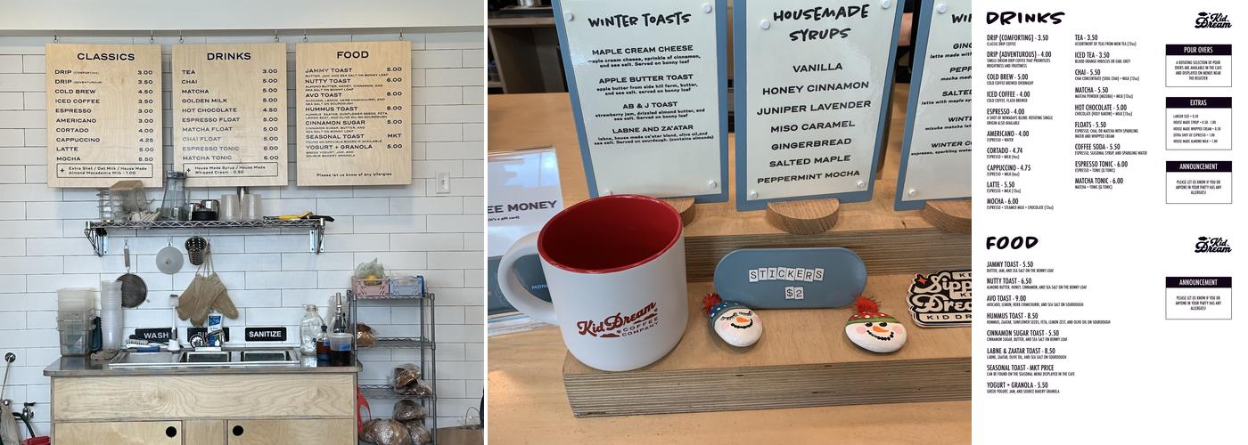 Kid Dream Coffee Company Menu