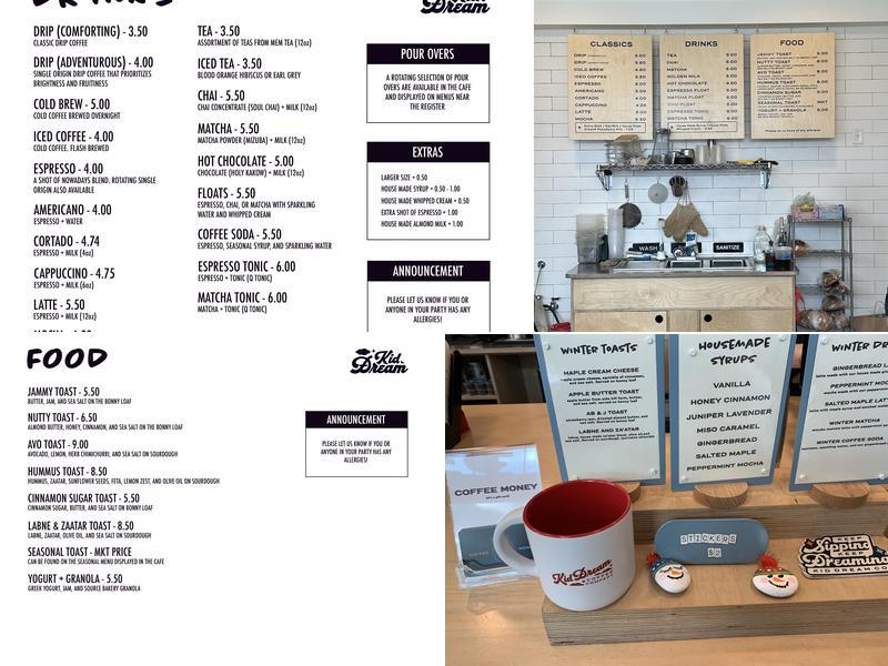Kid Dream Coffee Company Menu