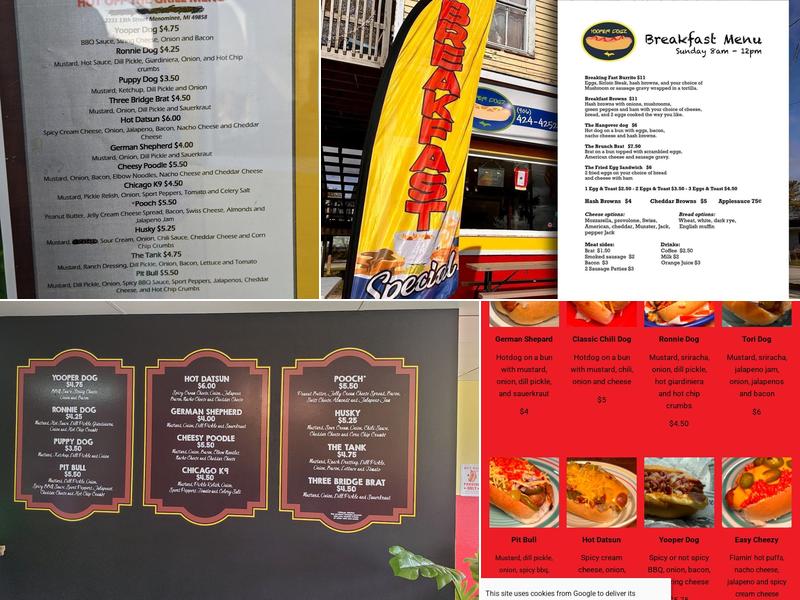 Yooper Dogz Menu