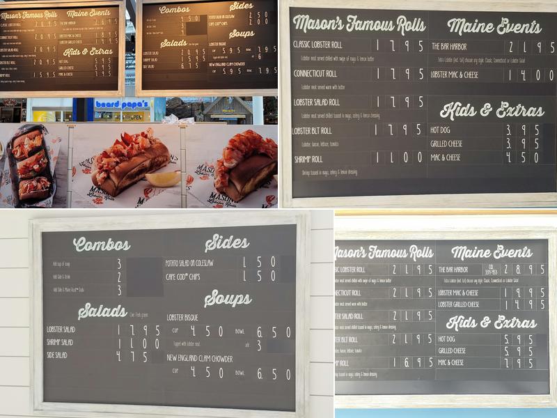 Mason's Famous Lobster Rolls Menu