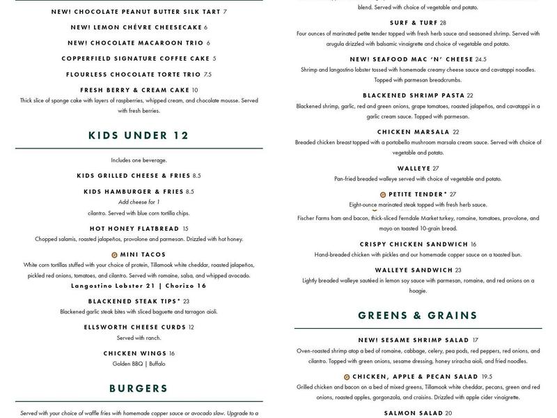 The Copperfield Menu