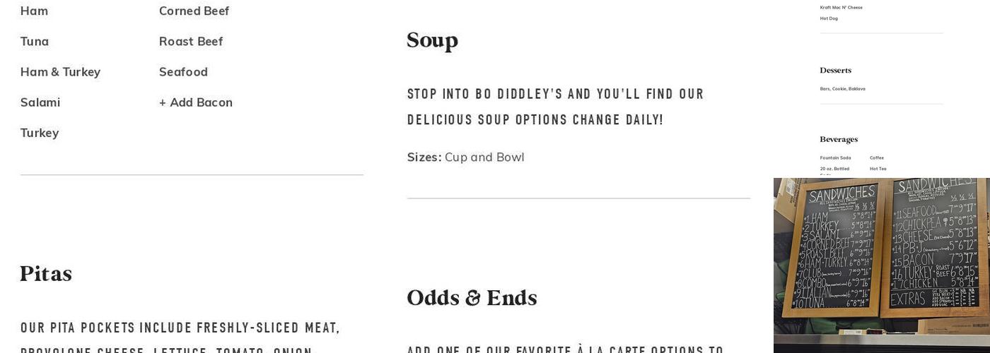 Bo Diddley's Menu