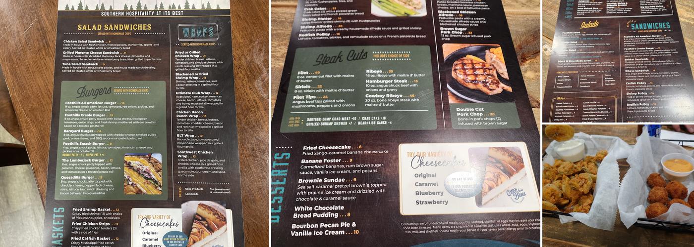 Foothills Diner Menu