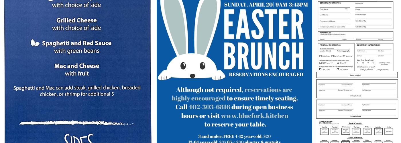 Blue Fork Kitchen Menu