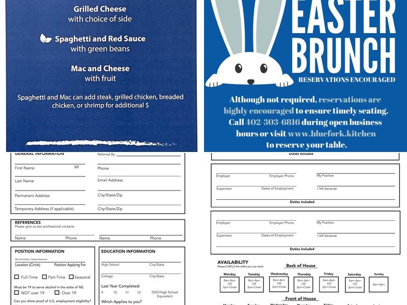Blue Fork Kitchen Menu