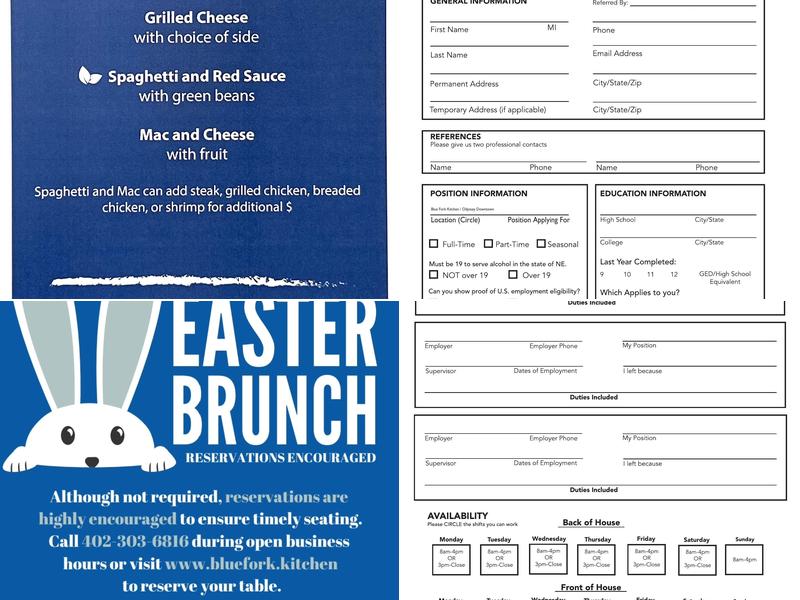 Blue Fork Kitchen Menu
