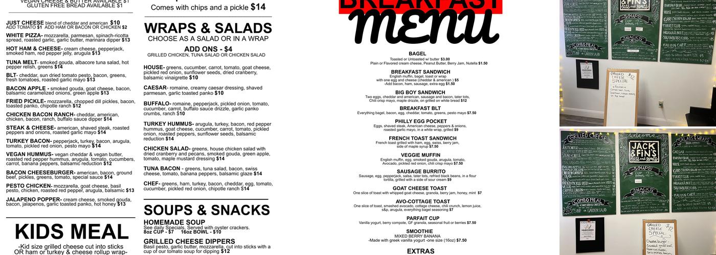 Jack & Fin's Menu