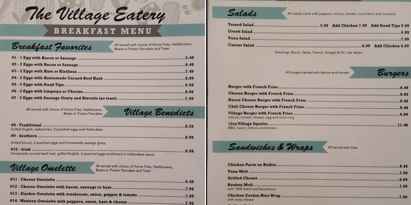 The Village Eatery Menu