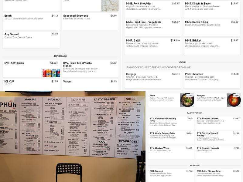 PHUHROO @Hackensack | Vietnamese restaurant, pho, Korean fusion restaurant, Asian foods Menu