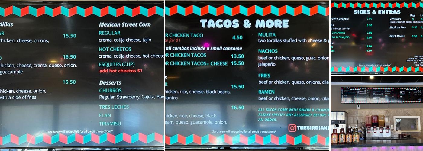 The Birria Kitchen Menu