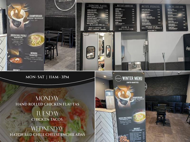 Matteo's Mexican Food Menu