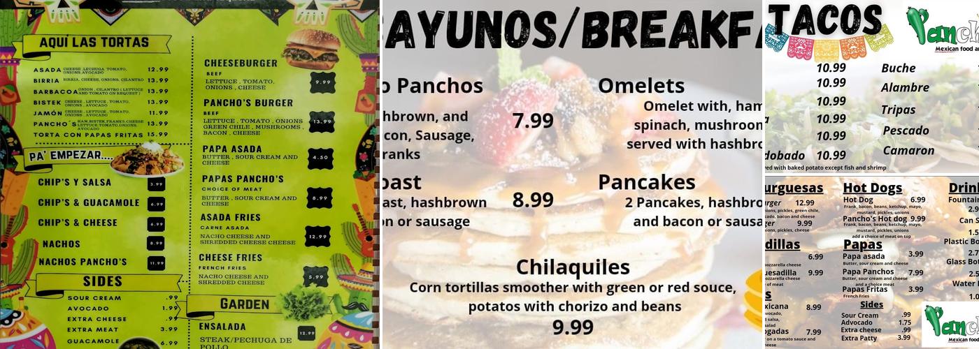 Panchos Menu