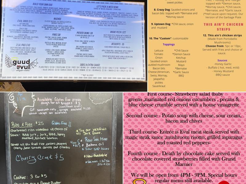 Guud and Evul Vegan Eats Menu