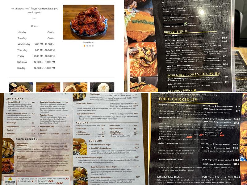 Fried Chicken ROK's Menu