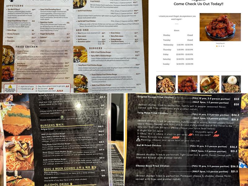 Fried Chicken ROK's Menu