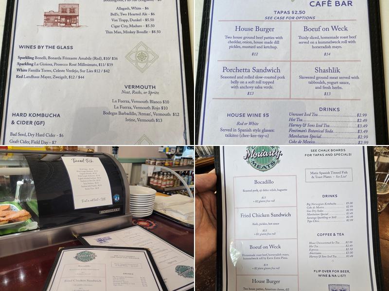 Café Bar Moriarty Menu