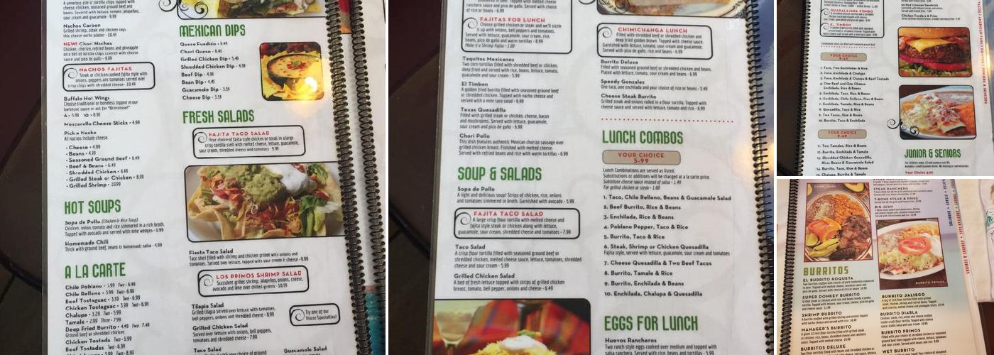 Los Primos Mexican Menu