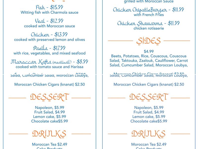 Tajine House Menu