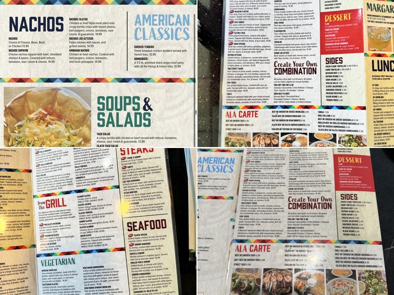 Los Aztecas Restaurant Menu