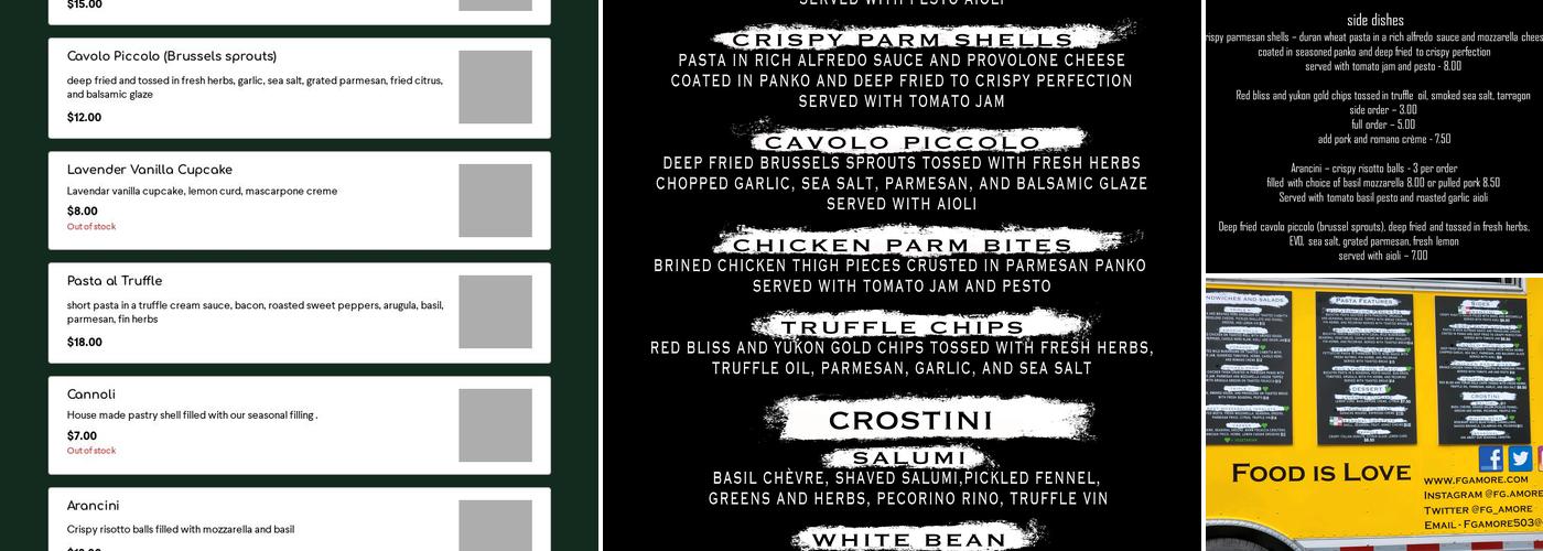 FG Amore Menu