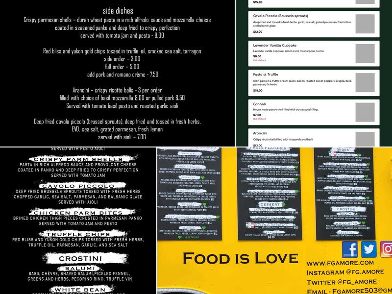 FG Amore Menu